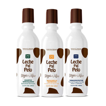 Leche Pal Pelo Rizos/Afro Specialized Shampoo Nourishing Hair Repair Mask Thermalprotectant Champu Especializado Mascarilla Nutritiva Termoprotector 14.9oz-440ml x3 (Set/Kit 14.9oz-440ml x3)