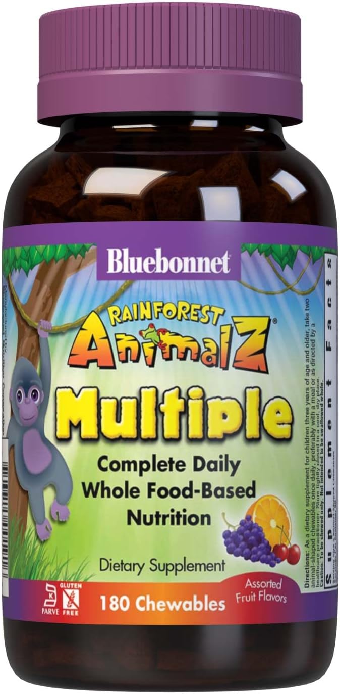 Bluebonnet Nutrition Rainforest Animalz Whole Food Based Multiple Chew