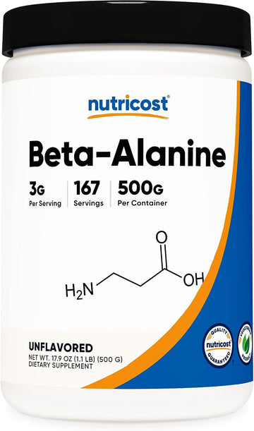Nutricost Beta Alanine Powder 500 Grams (1.1s) - Pure Beta Alanine, Gluten Free & Non-GMO