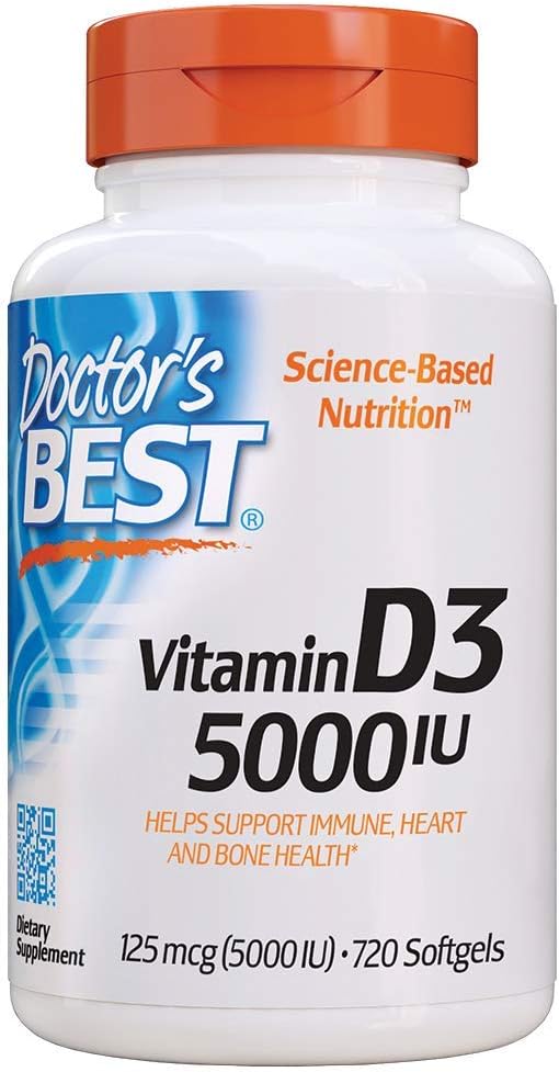 Doctor'S Best Vitamin D3, Capsule 5, 000 Iu For Healthy Bones, Teeth, Heart & Immune Support, Non-Gmo, Gluten-Free, Soy