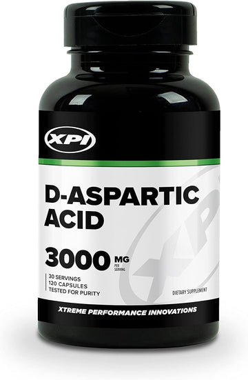 XPI D-Aspartic Acid (DAA) 3000mg, 120 Capsules - Gluten Free & Non-GMO, 30 Servings