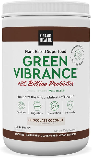 Vibrant Health, Green Vibrance, Plant-Based Superfood Powder, Vegan Fr1 Pounds