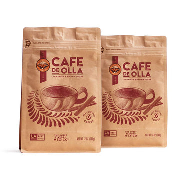 Café De Olla Ground Coffee, (Pack of 2), Cinnamon and Brown Sugar Spiced Mexican Dark Roast Coffee by La Monarca Bakery