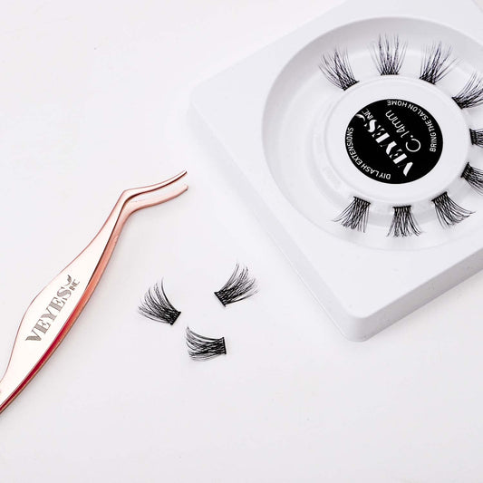 VEYES INC Individual Lash Clusters. Clusters Lashes that Look Like Extensions. Wispy Lashes for Beginners at home.14&16mm (TP01)