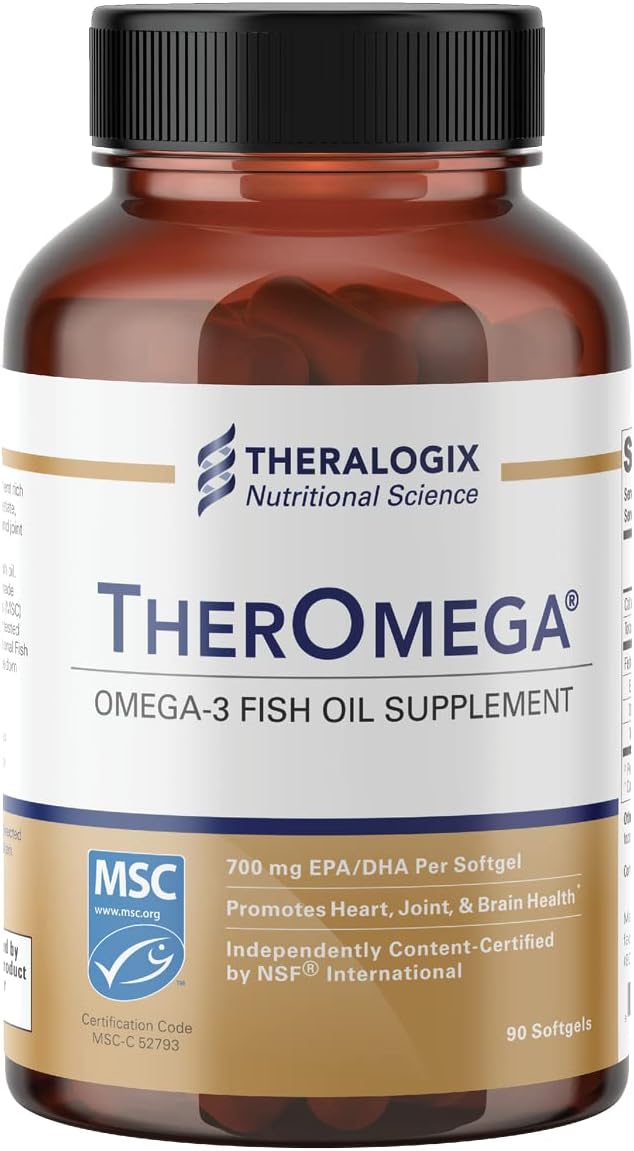 Theralogix TherOmega Omega-3 Fish Oil Supplement - Supports Heart, Brain, Immune & Joint Health* - 700 mg DHA & EPA from
