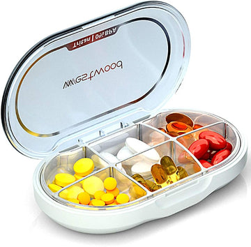 Pill Box - Portable Travel Medicine Organizer Case for Purse or Pocket, Large Medication Pill Case 2 Times a Day for Vit