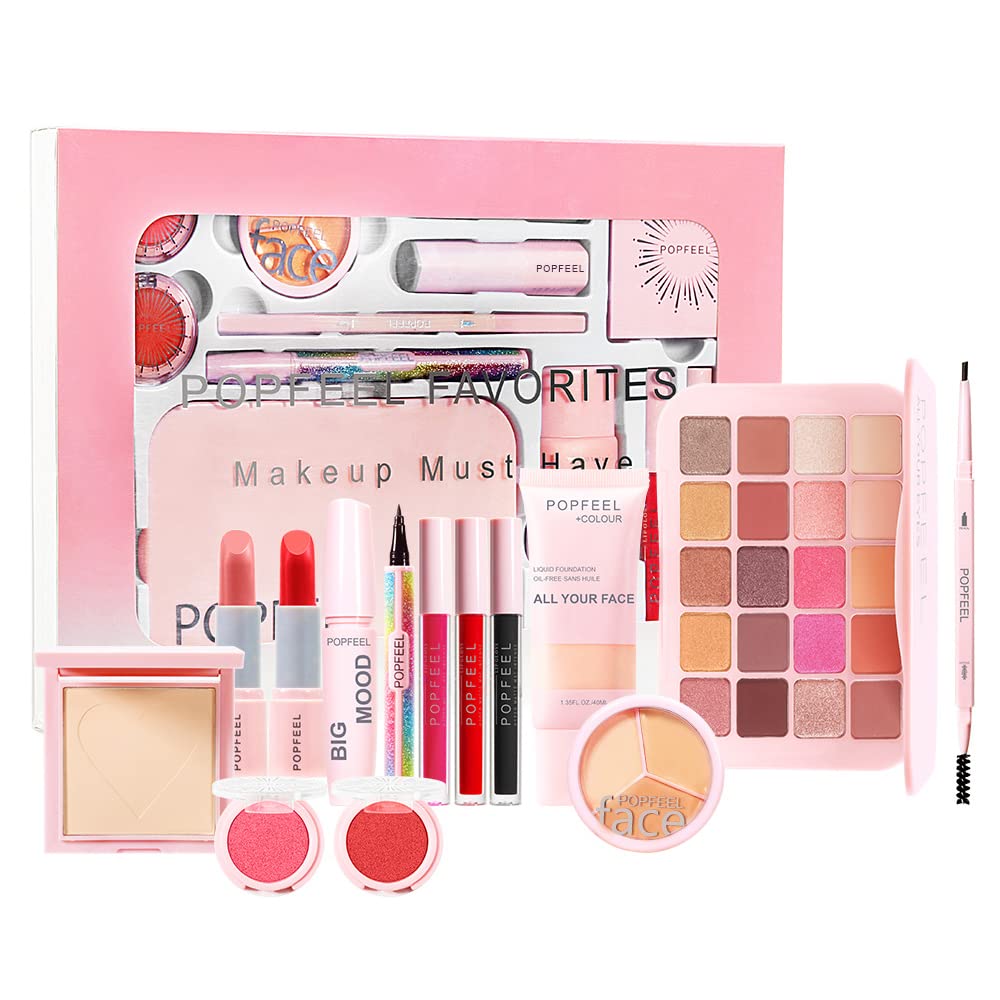 Makeup Kit for Women Full Kit, All In One Makeup Kit, Cosmetic Gift Set for Women, Include Eyeshadow Palette, Lipstick, Blush, Foundation, Concealer, Face Powder, Lipgloss