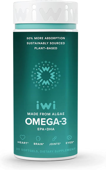 IWI Life Omega 3 Supports a Healthy Heart, Brain Development, Strong Bones & Joints and Eye Health, Vegan Supplements, 3