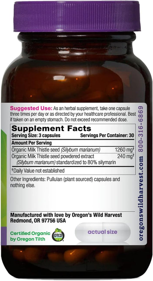 Oregon's Wild Harvest Certified Organic Milk Thistle Herbal Supplement