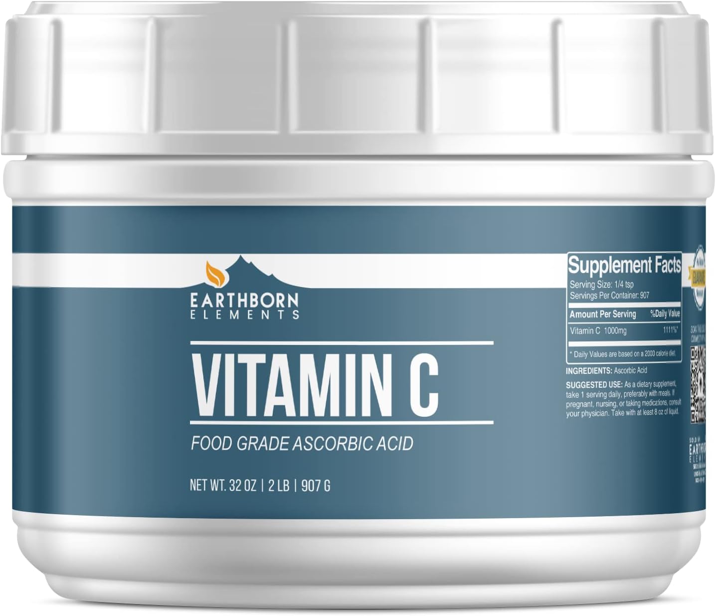 Earthborn Elements Vitamin C Powder (2 Lb), Ascorbic Acid, Supplement
