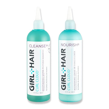 GIRL+HAIR Shampoo and Leave-In Conditioner Set (2x 10.1 ../300 ) – Moisturize and Hydrate Dry Hair + Scalp, Boost Shine, Reduce Itch + Frizz – No Silicones, Parabens or Sulfates, Color Safe, Vegan