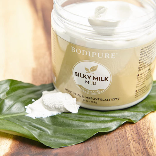 Bodipure Silky Milk Mud Mask for Body – Rich in Essential Milk Proteins, and Vitamins – Spa Quality Mud Treatment Moisturizing, and Re-hydrating Dry Skin, 16