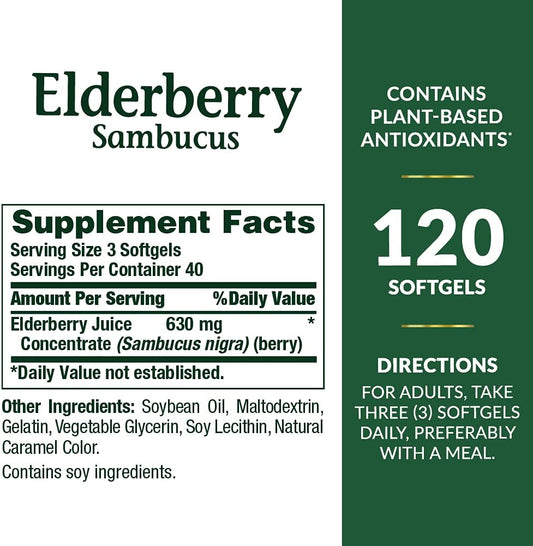 Nature'S Bounty Sambucus Elderberry Herbal Supplement, For I