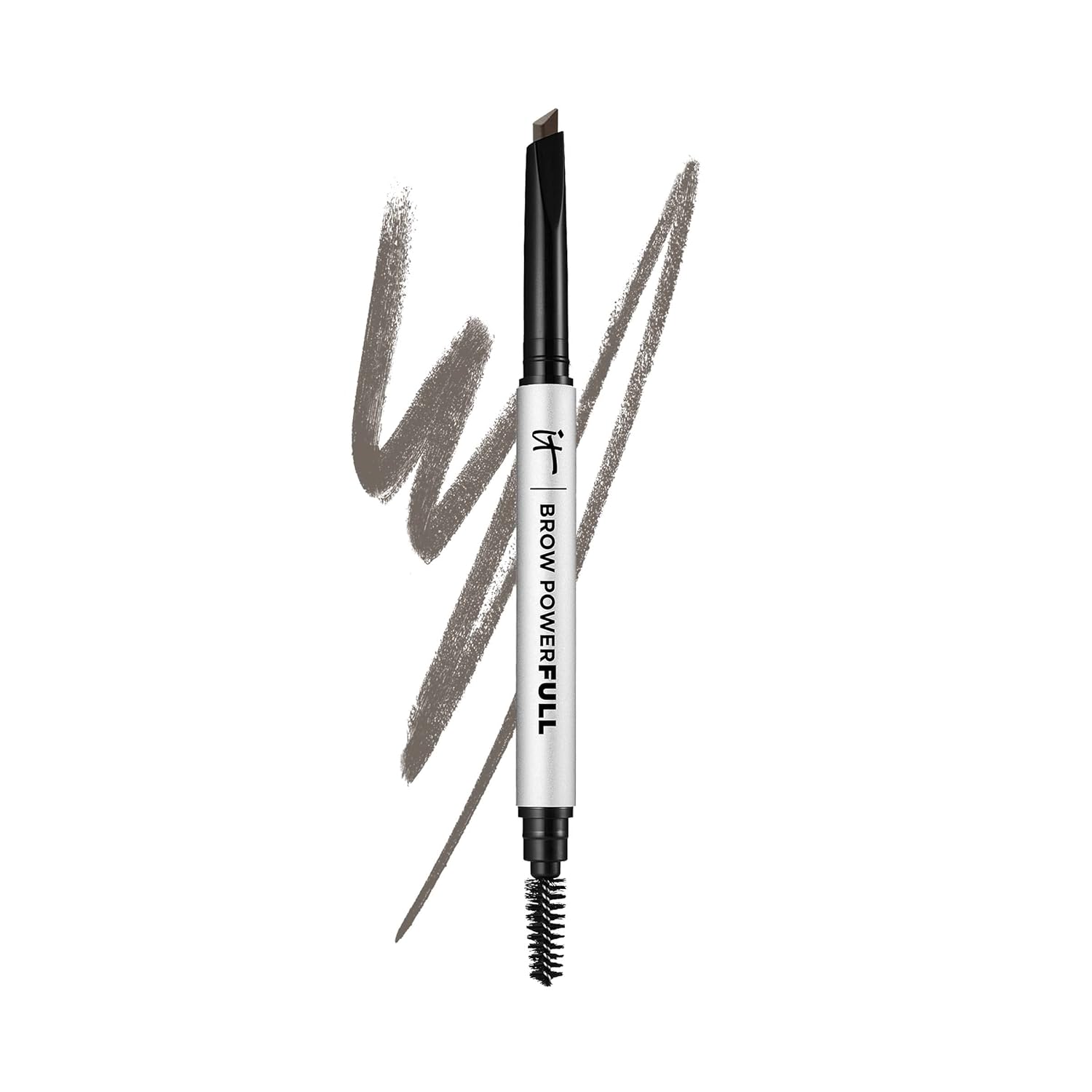 IT Cosmetics Brow PowerFULL, Universal Taupe - Universal Eyebrow Pencil with Triangular Tip - Delivers Bold Volume & Shaping - Budge-Proof Formula - Built-In Spoolie - 0.012