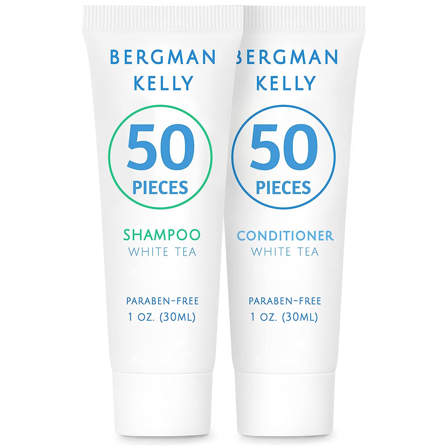 BERGMAN KELLY Travel Shampoo and Conditioner Set (1  , 100 Pieces, White Tea), Delight Your Guests with a Revitalizing and Refreshing Hotel Toiletries and Guest Hospitality in Bulk