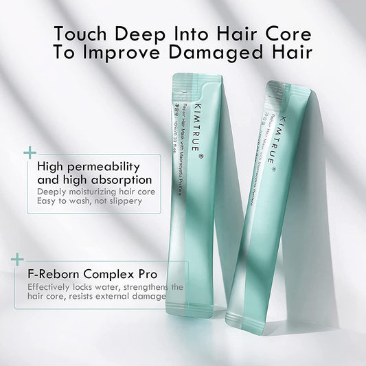 Kimtrue Hair Oil and Hair Mask for Damaged and Frizzy Dry Hair,Truly nourishing, Non-greasy (80ml+15pcs x 10ml)