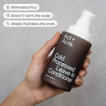 ACT+ ACRE Cold Processed 2% Squalene Anti-Frizz Leave In Conditioner - Deeply Nourishing Formula - Lightweight and Non-Greasy - Protects Against Damage - Vegan and Cruelty Free
