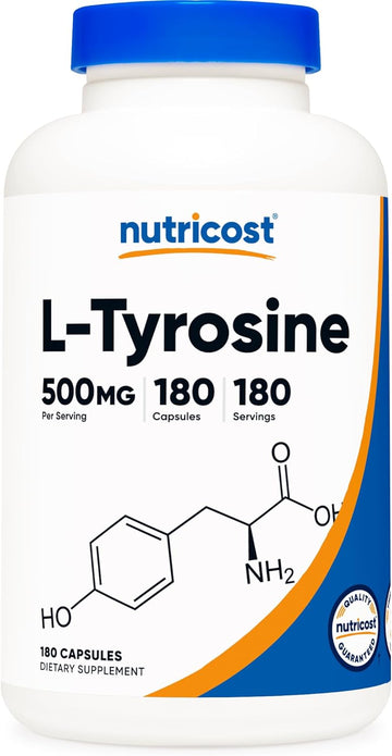 Nutricost L-Tyrosine 500mg, 180 Capsules - Gluten Free & Non-GMO180 Co