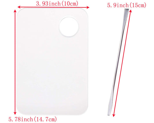 ONLYKXY 2 Pieces Makeup Palette and Spatula, Acrylic Cosmetic Palette, Nail Art Eye Shadow Lipsticks Mixing Makeup Tools