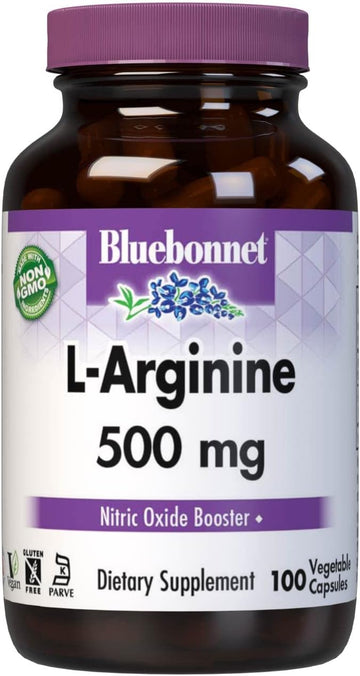 Bluebonnet Nutrition L-Arginine 500mg, Free-Form Amino Acid, Nitric Ox