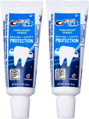 Crest Kids Advanced Toothpaste, Junior Toothpaste 6+ Years Old Enamel + Cavity Protection with Strawberry avor, Travel Size 0.85 (24g)) - Pack of 2