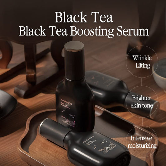 Pyunkang Yul Black Tea Boosting Serum 45 Korean best anti-aging serum for Dark Spots, Fine Lines and Wrinkles, Skin Brightening, Peptides and Niacinamide