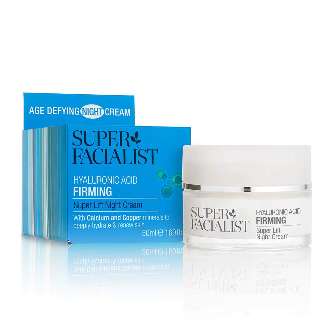 Super Facialist Hyaluronic Acid Firming Super Lift Night Cream, Nourishing Anti Wrinkle Night Time Moisturiser, for Normal and Dry Skin 50