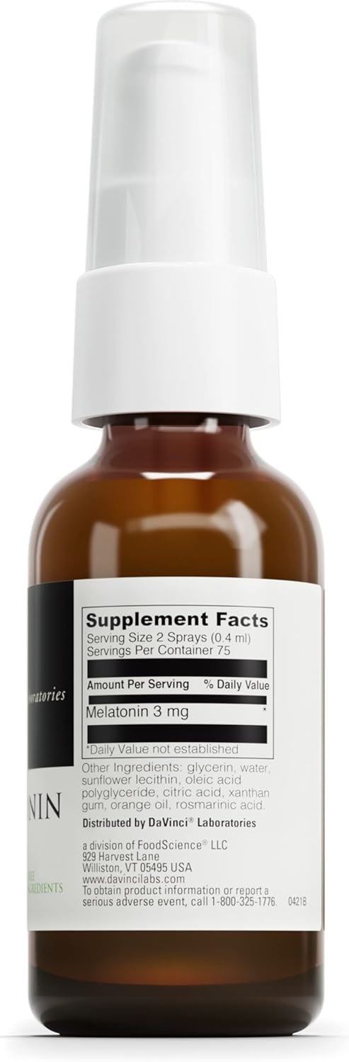 Davinci Labs Liposomal Melatonin Spray - Sleep Support Supplement - Be