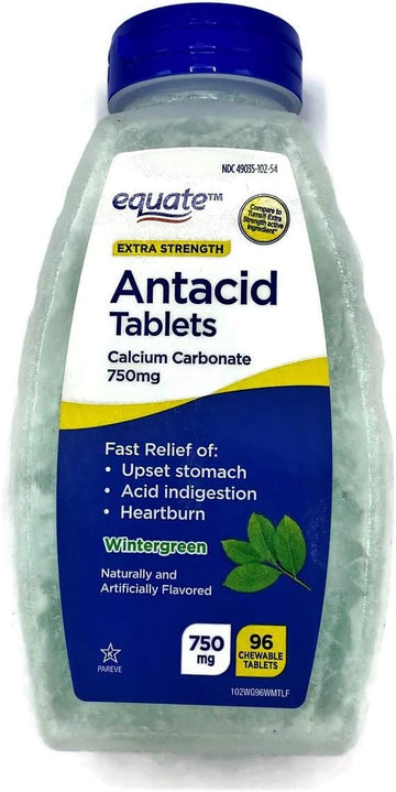 Equate Extra Strength Antacid Wintergreen 750 mg 96 Chewable Tabs Compare to Tums EX (1)