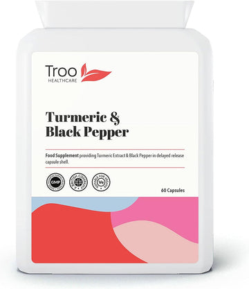 Turmeric Supplement (500 mg) - 60 Capsules with Black Pepper Extract P80 Grams