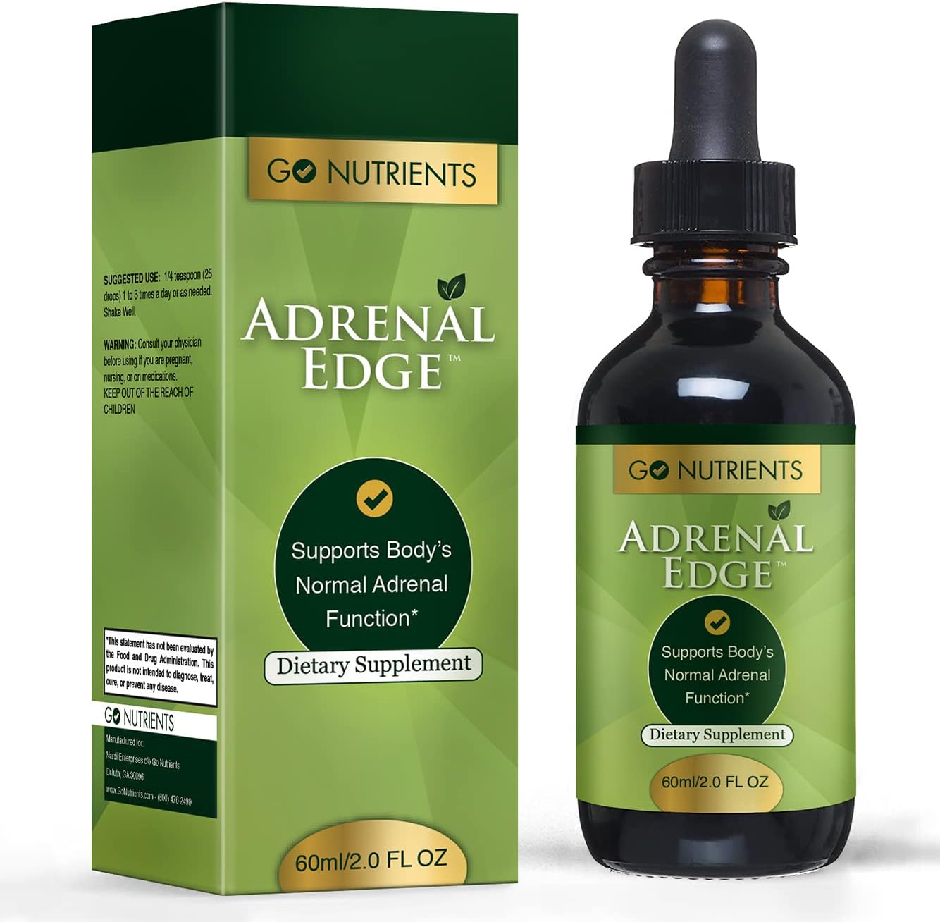 Go Nutrients Adrenal Edge - Cortisol Manager & Adrenal Support Supplem4.5 Ounces