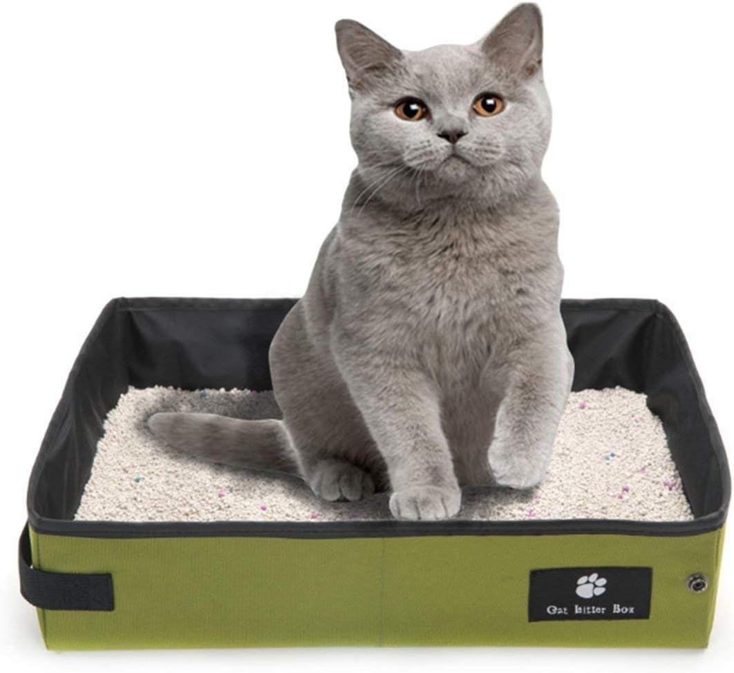 Misyue Cat Outdoor Collapsible Litter Box Light Weight Soft Foldable Waterproof Pet Cat Easy Cleaning Litter Pan Portabl