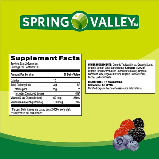 Vitamin d and k, Spring Valley Gummies 60 Count (1) Set with Fusion Shop Store Week case (1)