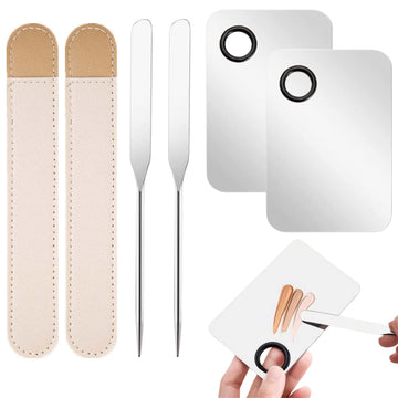 6PCS Makeup Spatula Korean Set, Stainless Steel Make Up Palettes and Spatula, Makeup Mixing Palettes Cosmetic Spatula Tool, Foundation Palette Spatula Kit