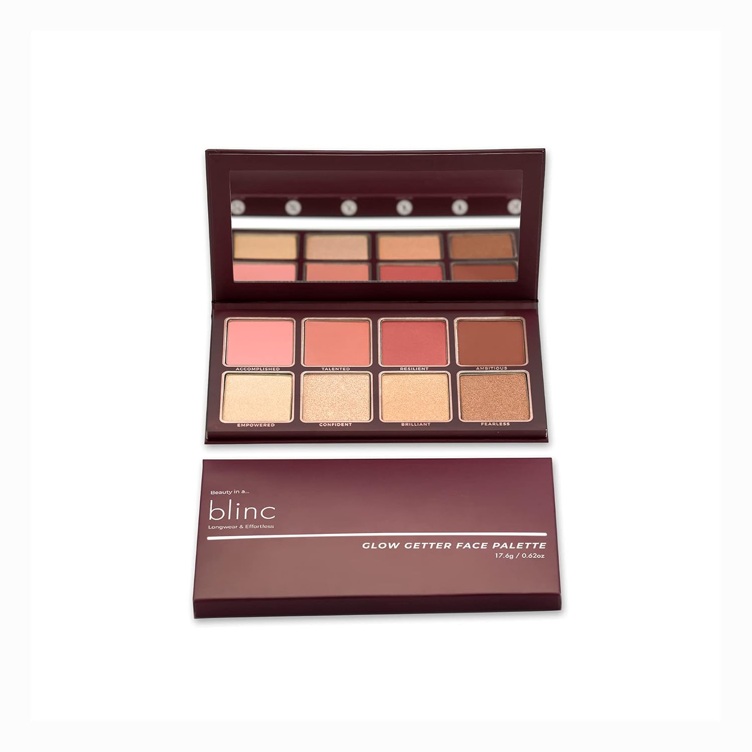 Blinc Glow Getter Face Palette, Cheek Palette with Highlighters and Blushes, Creamy, Blendable and Long-Lasting, 17.6g / 0.62
