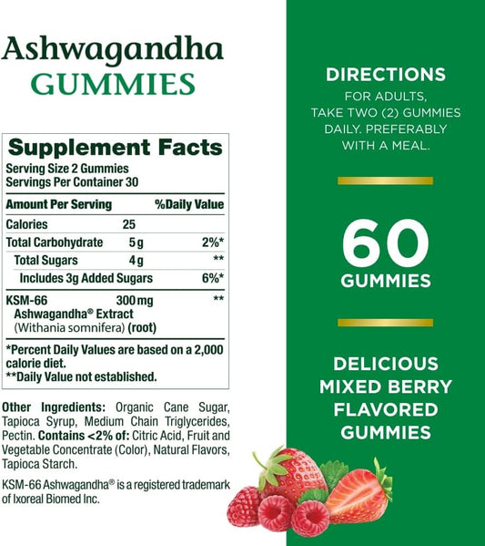 Nature's Bounty Ashwagandha Gummies, 300mg KSM-66 Ashwagandha Extract,