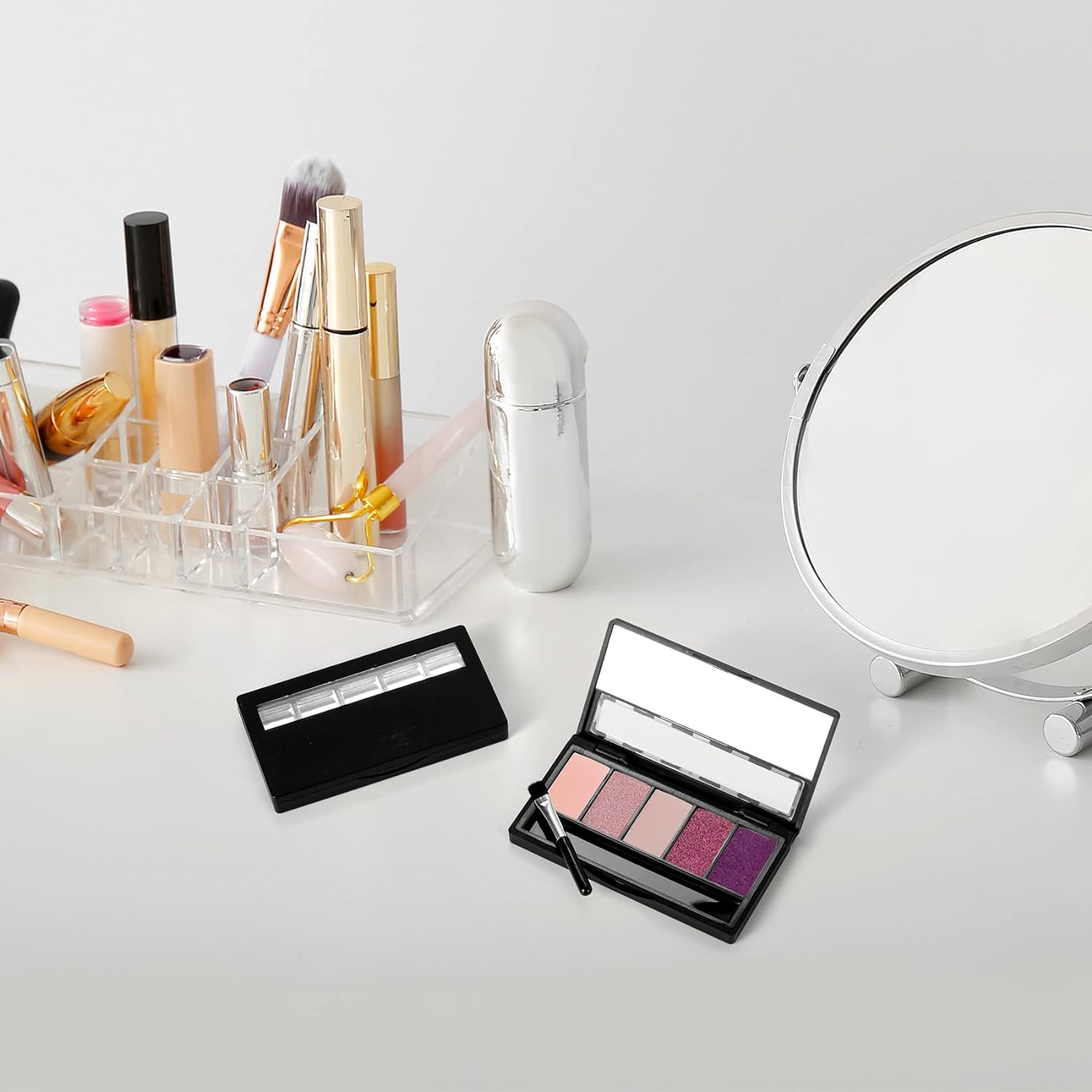 OIIKI 2PCS Empty Eyeshadow Palettes Containers with 5 Alumin