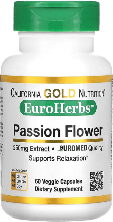 Passion Flower, EuroHerbs, European Quality, 250 mg, 60 Veggie Capsule