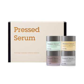 Blithe Pressed Serum Deluxe Collection Gift Set for Her - Travel Size Face Moisturizer with Chaga Iceplant Yam & Apricot Extract, Unique Self Care Gifts for Women, Korean Skin Care Set, Box of 4pcs