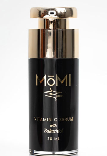 M?MI Vitamin C Serum with Bakuchiol. Brightening, firming, helps with hyperpigmentation. Contains 20% THD Ascorbate, HA, Ferulic Acid, Vitamin E and Bakuchiol