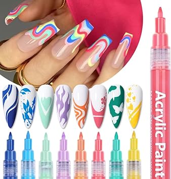 MAITING 10 Color 3D Nail Art Pens Set, Nail Point Graffiti Dotting Pen Drawing Painting Liner Brush for DIY Nail Art Beauty Adorn Manicure Tools