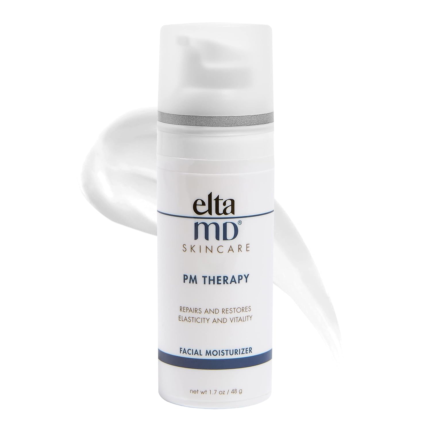 EltaMD PM Therapy Facial Moisturizer Lotion, Night Moisturizer for Face, Restores Skin Elasticity and Moisturizes and Repairs Skin Overnight, Safe for Sensitive Skin, Oil Free Formula, 1.7  Pump