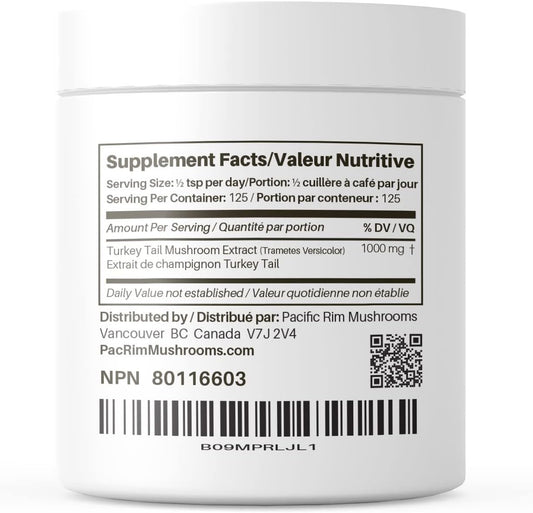 Pacific Rim Mushrooms Turkey Tail Supplement Powder | High Potency 10: