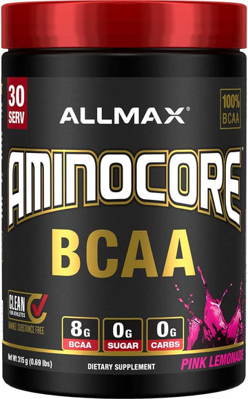 ALLMAX AMINOCORE BCAA, Pink Lemonade - 315 g Powder - 8.18 Grams of BC
