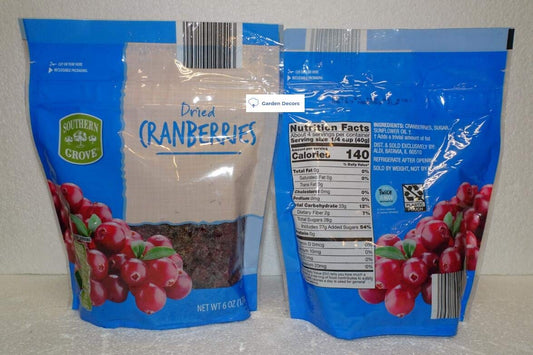  Southern Grove Dried Cranberries 6oz 170g Recloseable Bag :