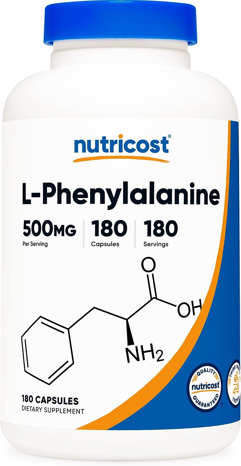 Nutricost L-Phenylalanine 500mg; 180 Capsules