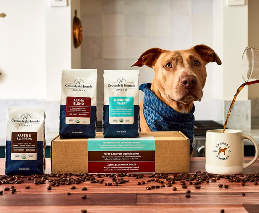 Grounds & Hounds Three Blend Starter Kit - 100% Organic Whole Bean Coffee Variety Pack, Whole Coffee Beans, Includes Three 6oz Bags of Our Most Popular Blends
