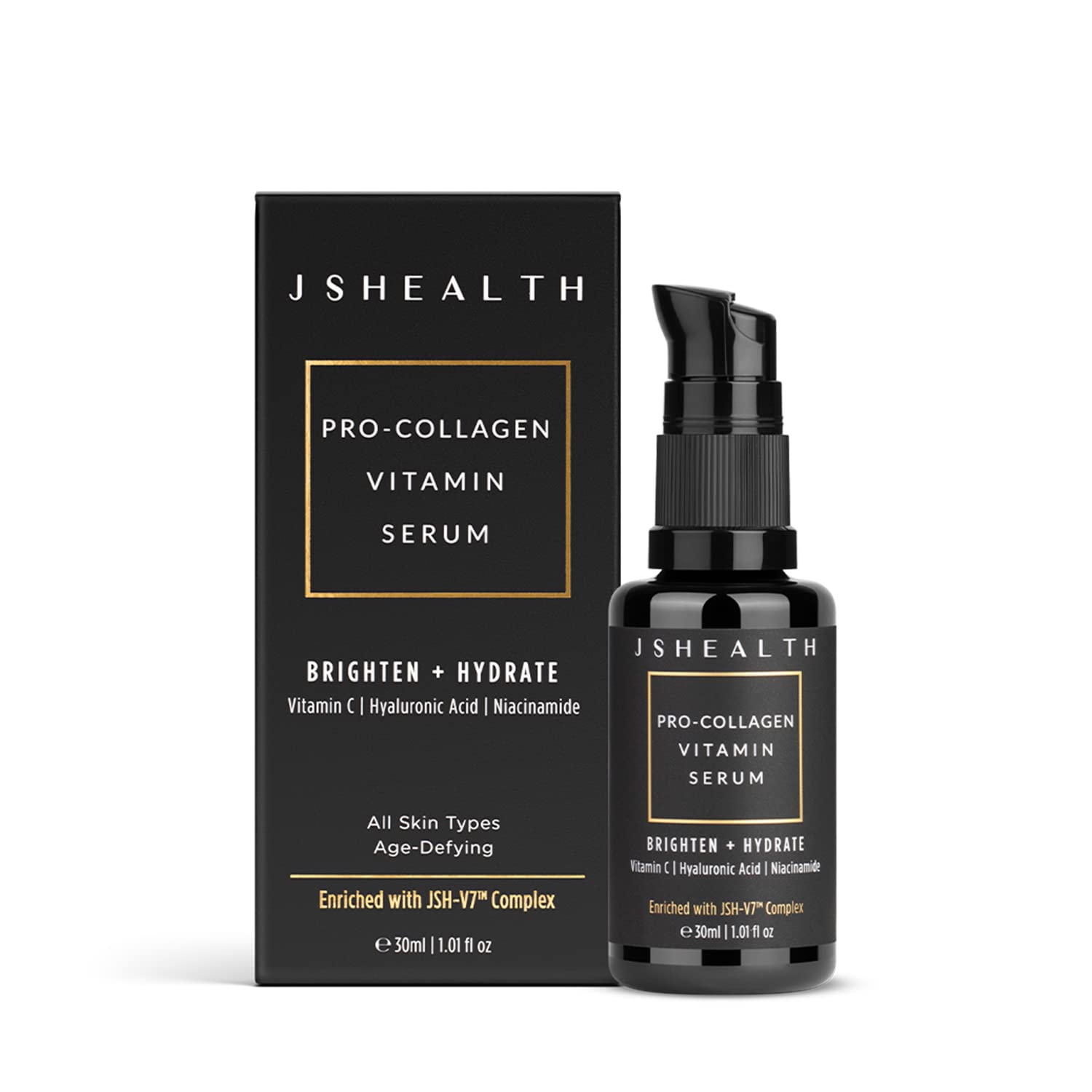 JSHealth Vitamin C Serum for Face - Brightening Hyaluronic Acid Serum - Anti Aging Vitamin C Face Serum - Hydrating Facial Serum with Niacinamide