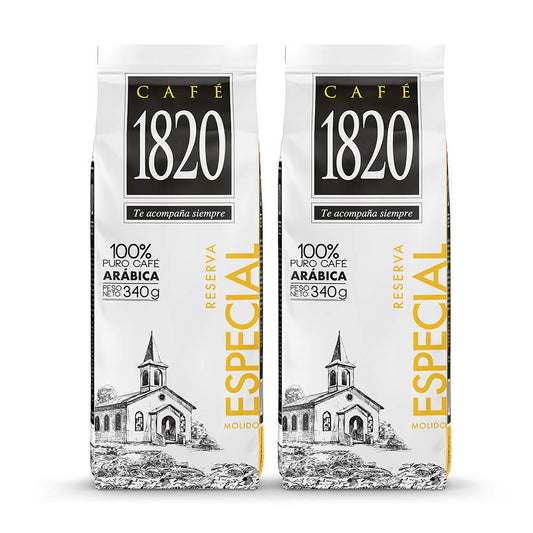 Café 1820 - Special Reserve - Premium Ground Coffee 100% Arabica Costa Rican Medium/Dark Roast Coffee Grounds, High Altitude Coffee With Aroma & Fruity Notes 2 Pack