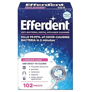 Efferdent Anti-Bacterial Denture Cleanser Tablets - 102 ct, Pack of 3